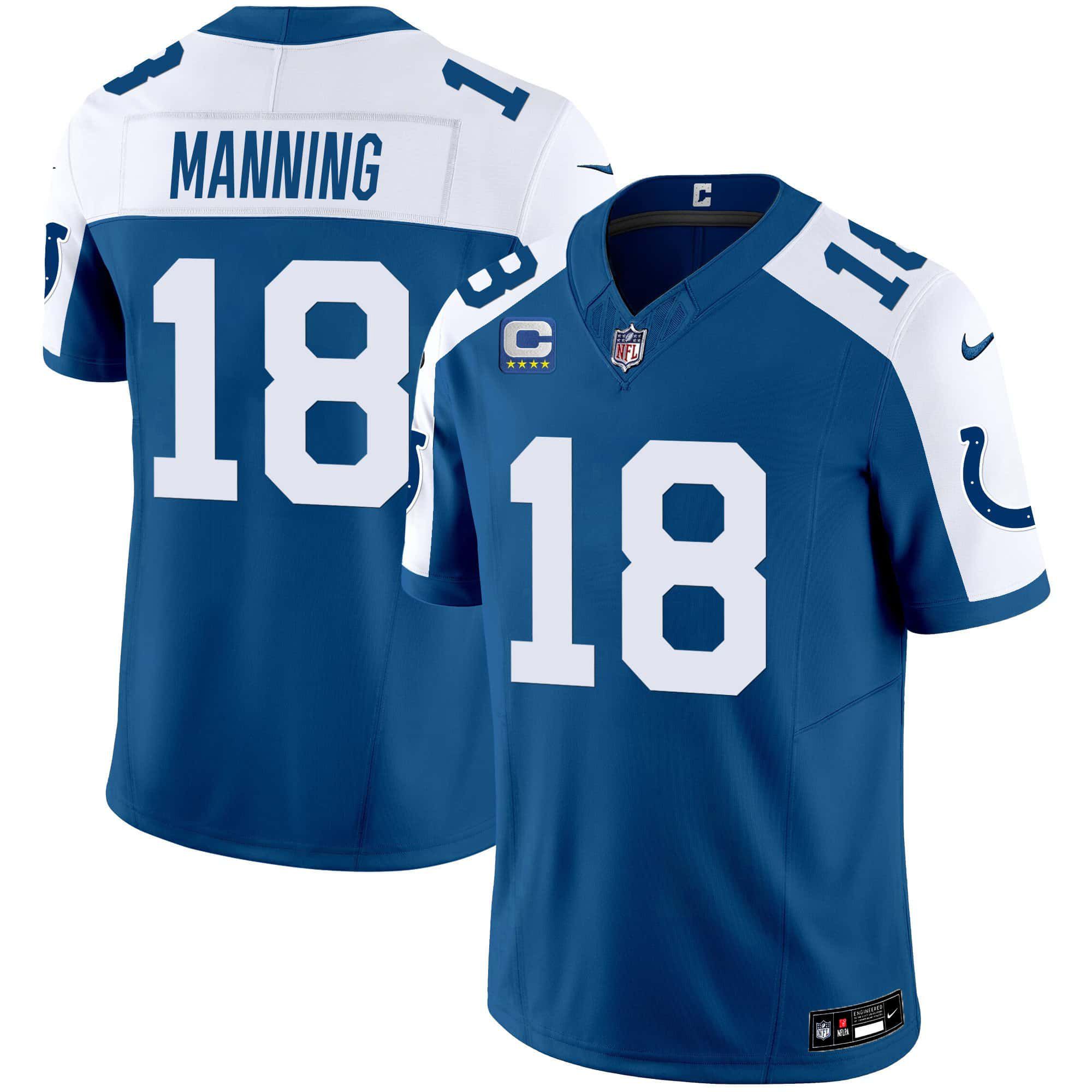 Men Indianapolis Colts #18 Manning Blue 2024 Nike Vapor Limited NFL Jersey->indianapolis colts->NFL Jersey